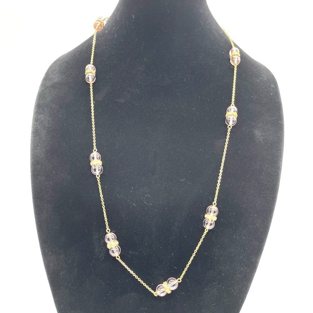 J.Crew Crystal Long Necklace in Gold Tone Chain